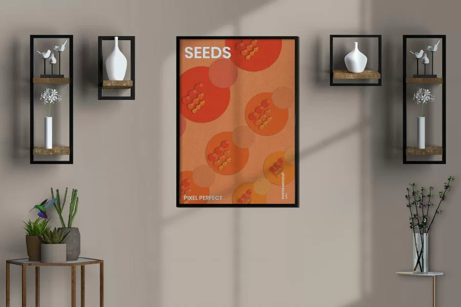 Interior Room Wall Poster Free (PSD) Mockup