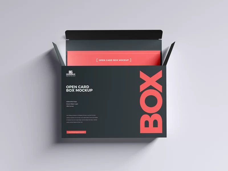Open Card Box Free PSD Mockup