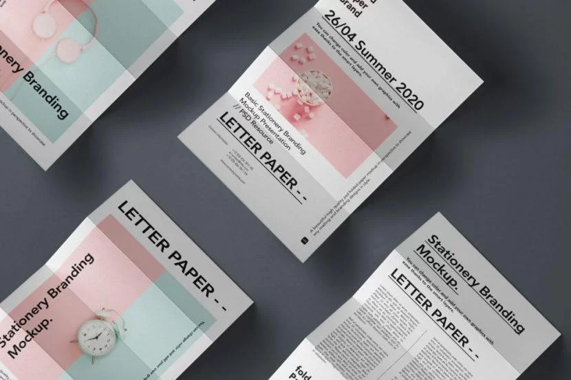 Top View Stationery Flyers Free Mockup