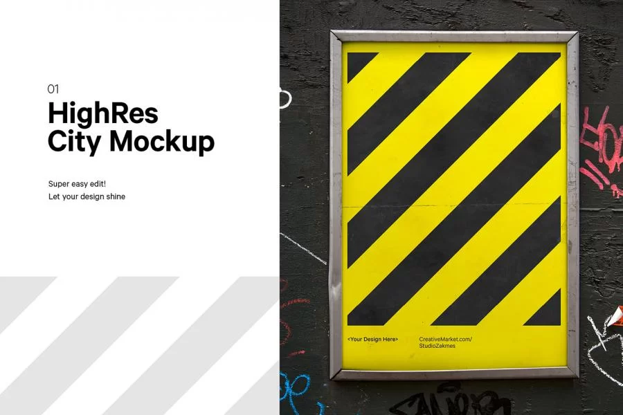 Urban City Poster Free PSD Mockup