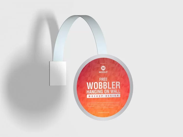 Wobbler Hanging on Wall Free (PSD) Mockup