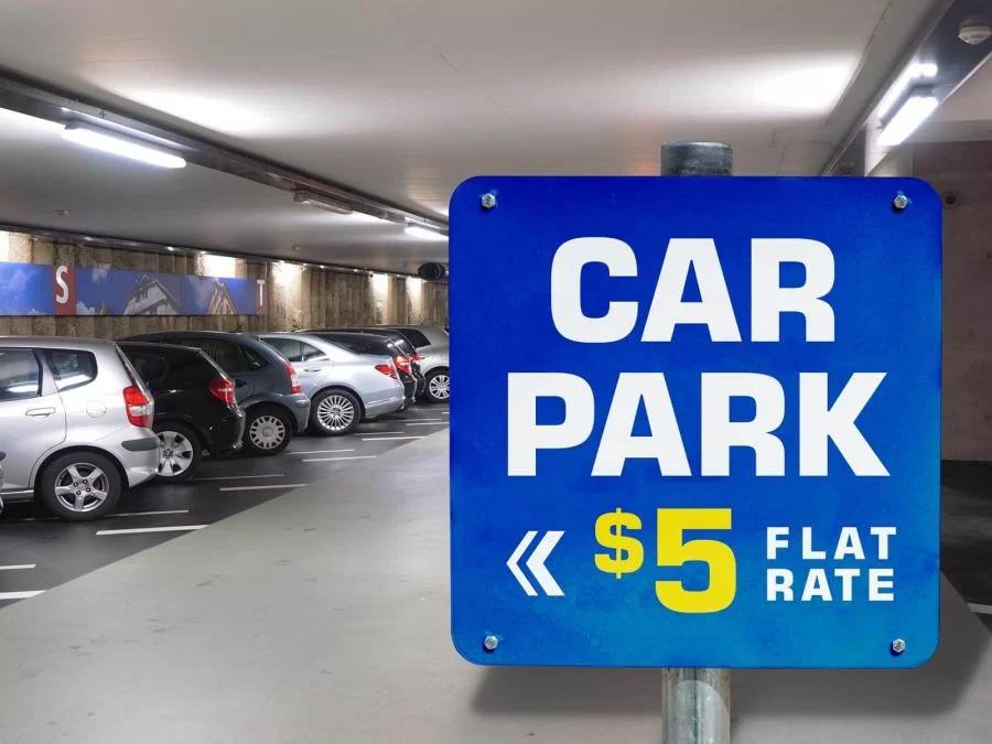 Free Car Parking Signage Mockup