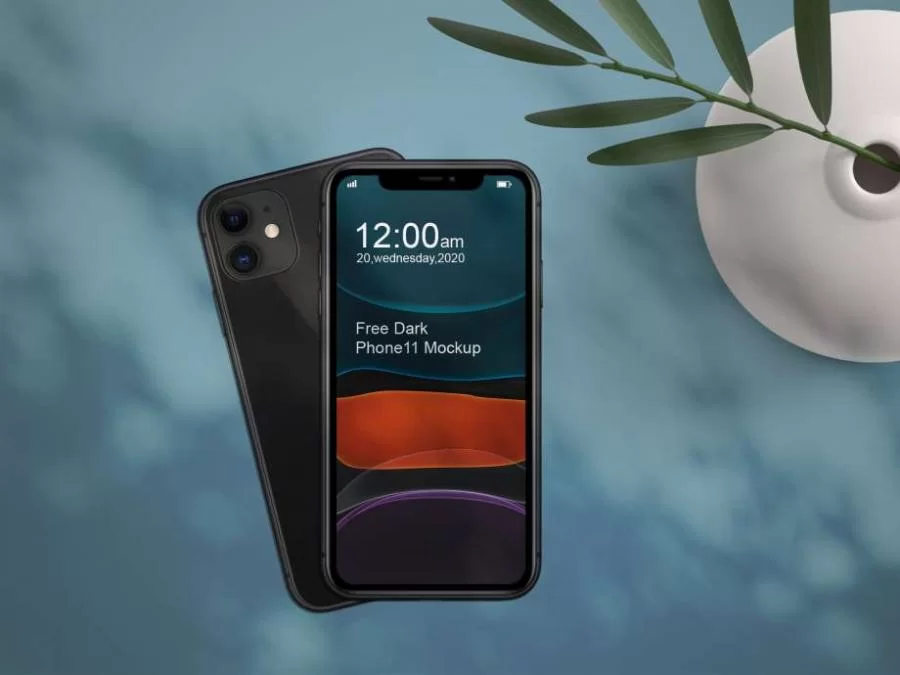Free Dark Shadow iPhone 11 Mockup Scene