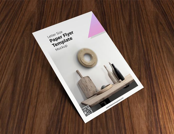 Download Free Flyer on Wooden Floor Mockup - FreeMockup.net