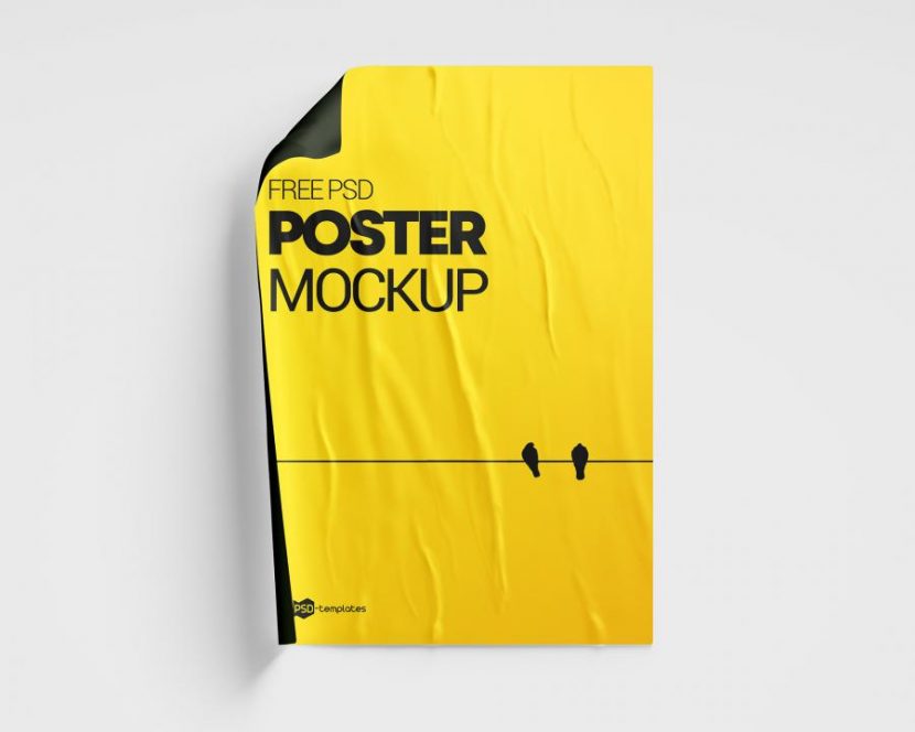 Download Free Glued Paper Poster Mockup - Free Mockup