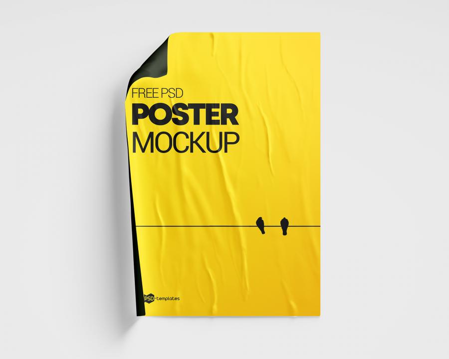Free Glued Paper Poster Mockup