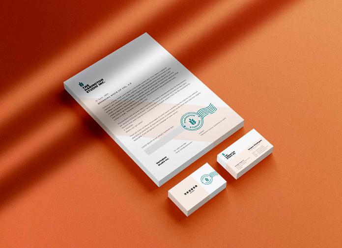 Stationery with Shadow Overlay Free Mockup