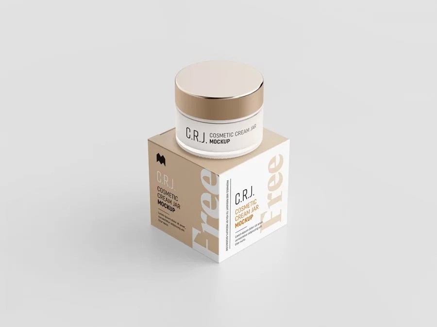 Cosmetic Box with Jar Free Mock-ups