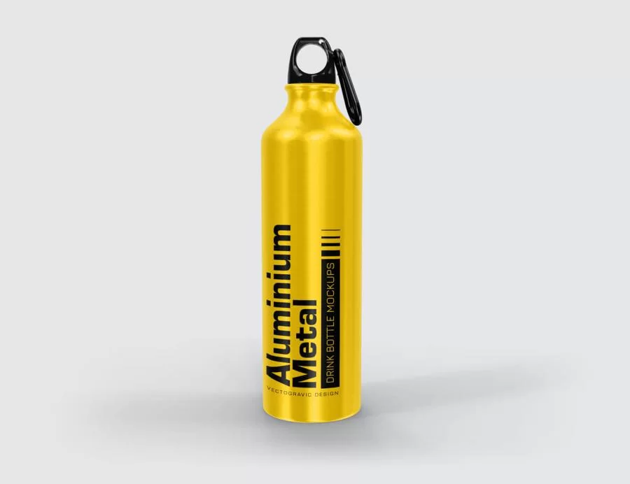 Free Aluminium Metal Drink Bottle Mockup