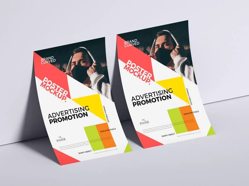 Free Brand Curved Paper Poster Mockup