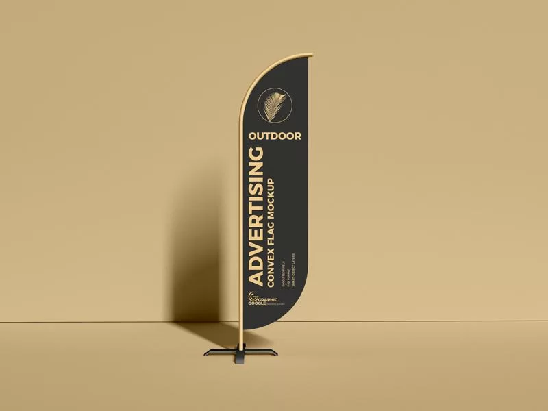 Free Outdoor Advertising Convex Flag Mockup