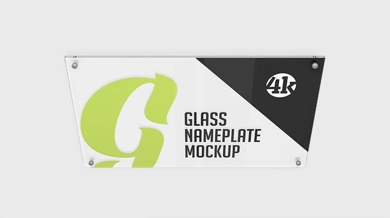 Free (PSD) Glass Nameplate Mockup