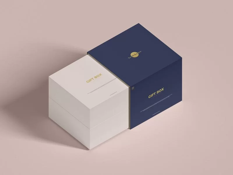 Free (PSD) Slide Gift Box Mockup