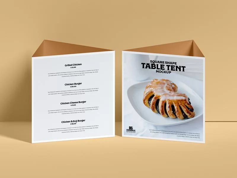 Free Square Shape Table Tent Mockup