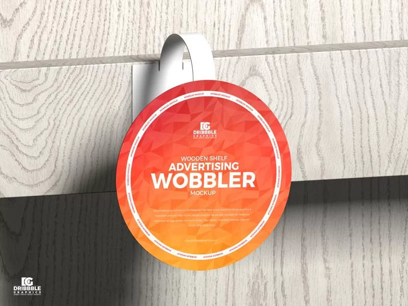 Wooden Shelf Advertising Wobbler Free Mockup