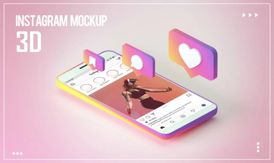 Free 3D Instagram Feed Mockup