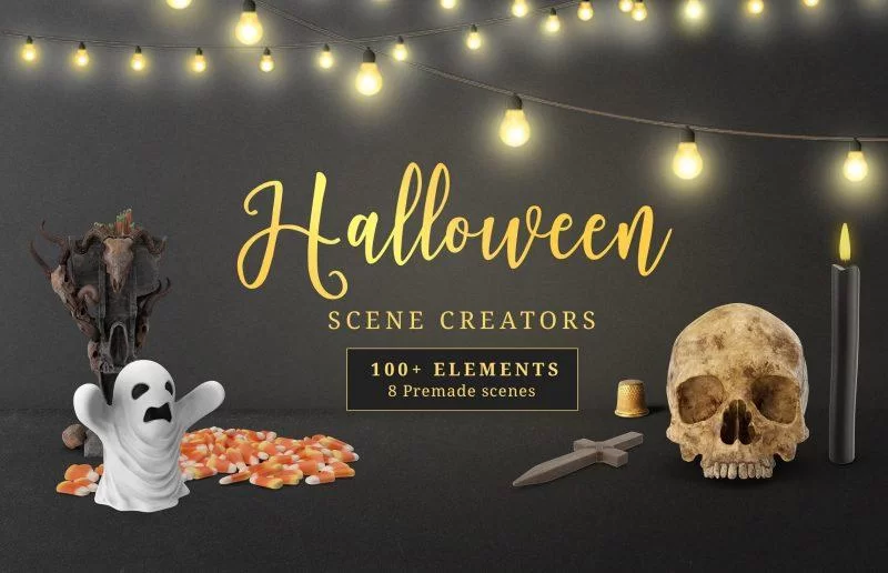 Free Halloween Scene Creators Mockup