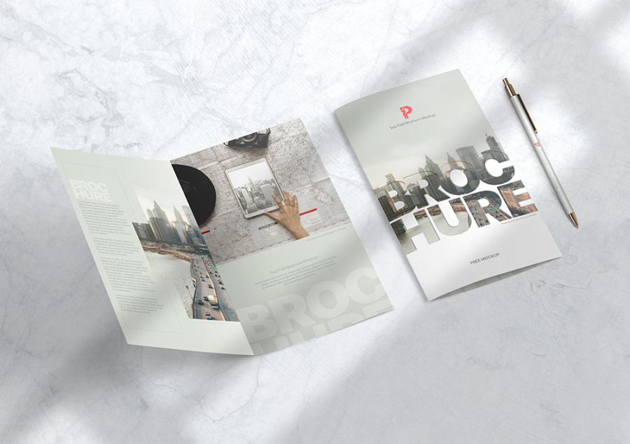 Free (PSD) Bi-Fold Brochure Mockup