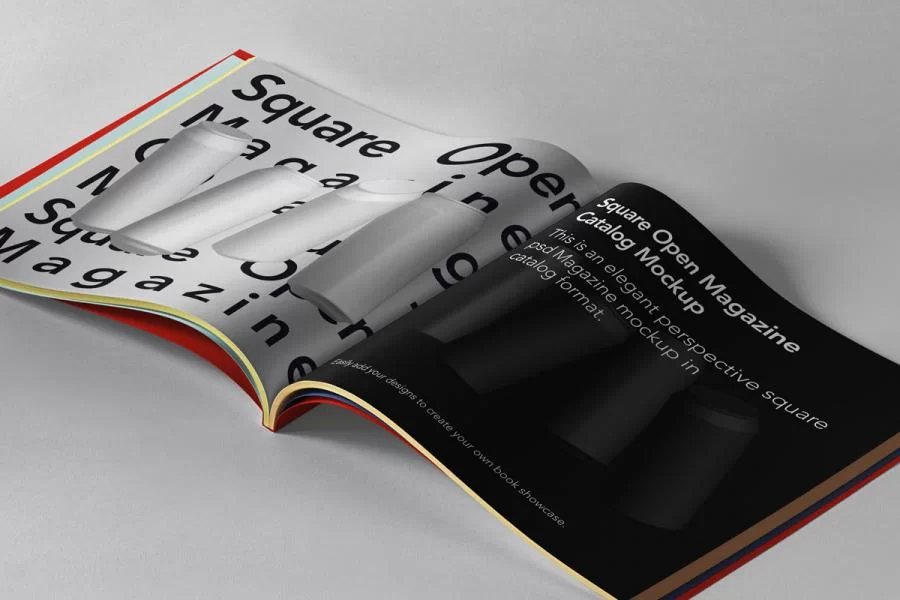 Free (PSD ) Open Square Magazine Mockup