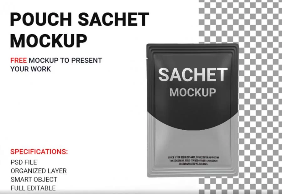 Free Pouch Sachet Mockup