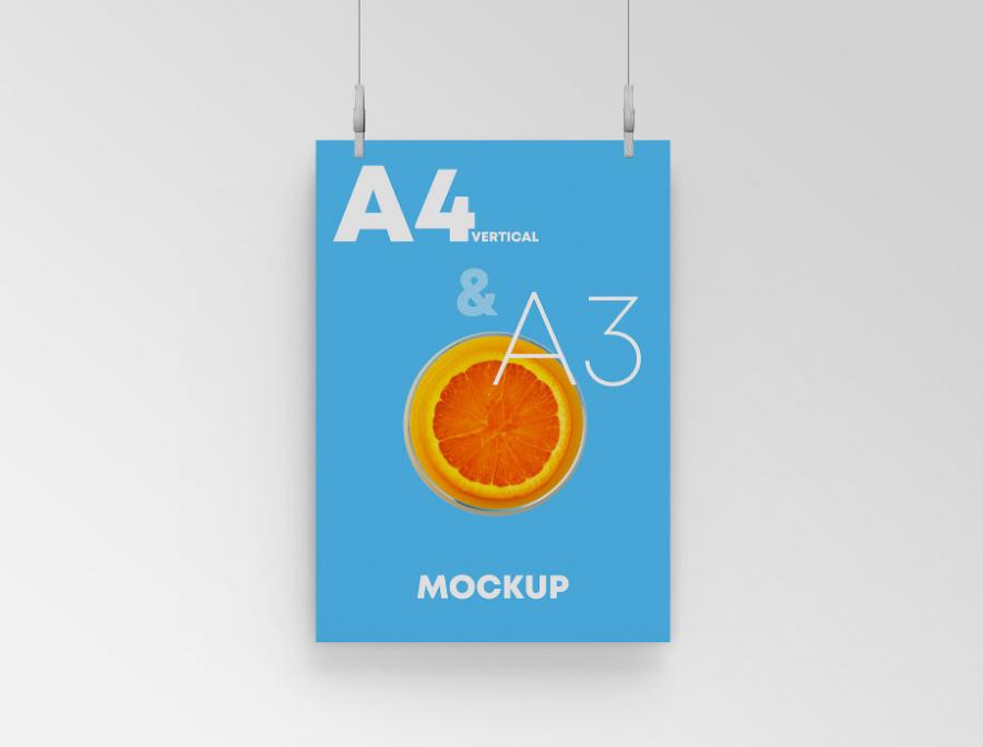 A3 Hanging Poster Free PSD Mockup