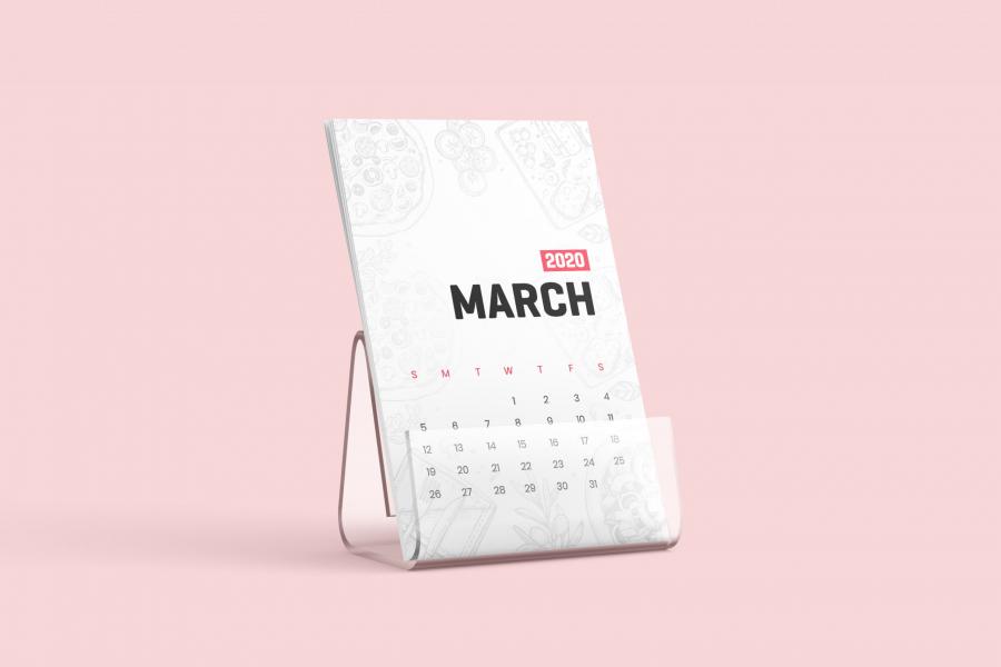 Desk Calendar With Stand Free Mockup