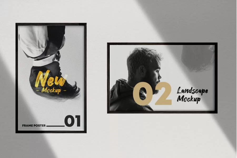 Free 2 Poster Frames Mockup (PSD)