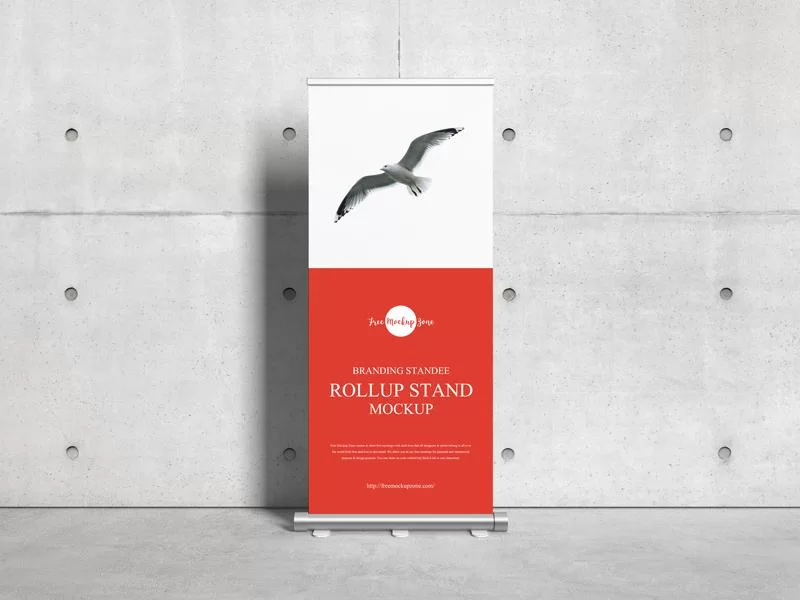 Free Branding Standee Roll Up Stand Mockup (PSD)