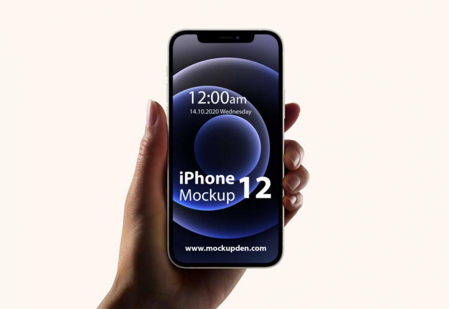 Free Hand Holding iPhone 12 Mockup