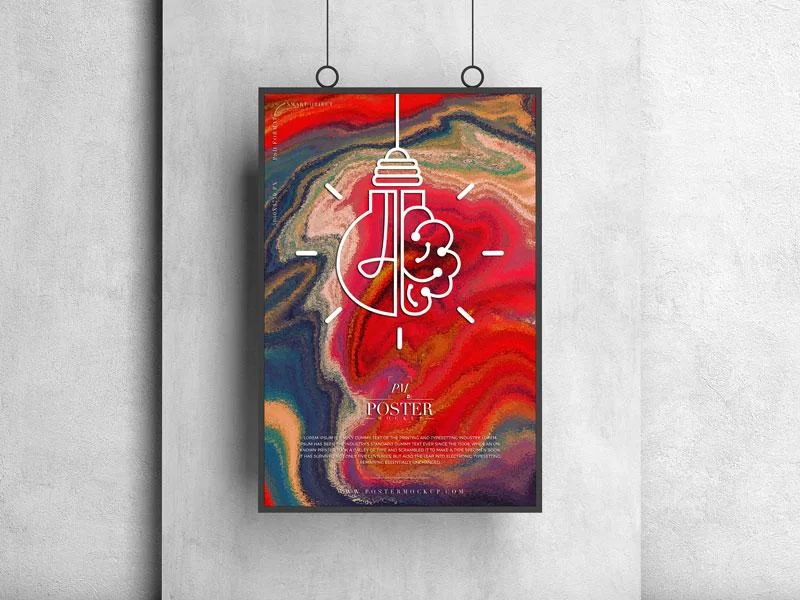 Free PSD Hanging Frame Poster Mockup
