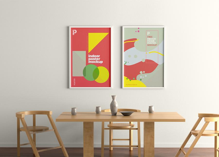 Free PSD Indoor Frame Poster Mockup