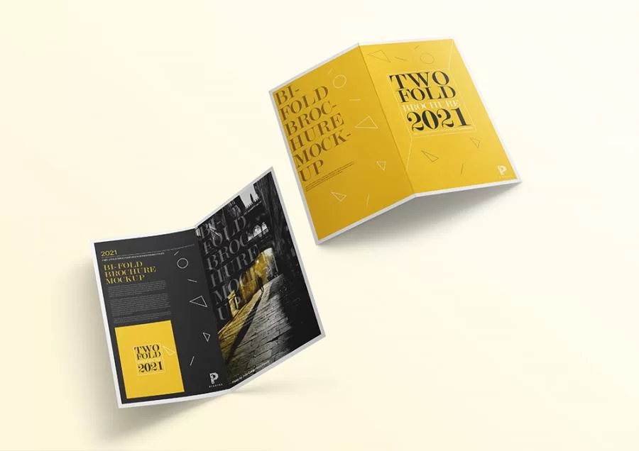 Free PSD Two Fold Brochure Mockup
