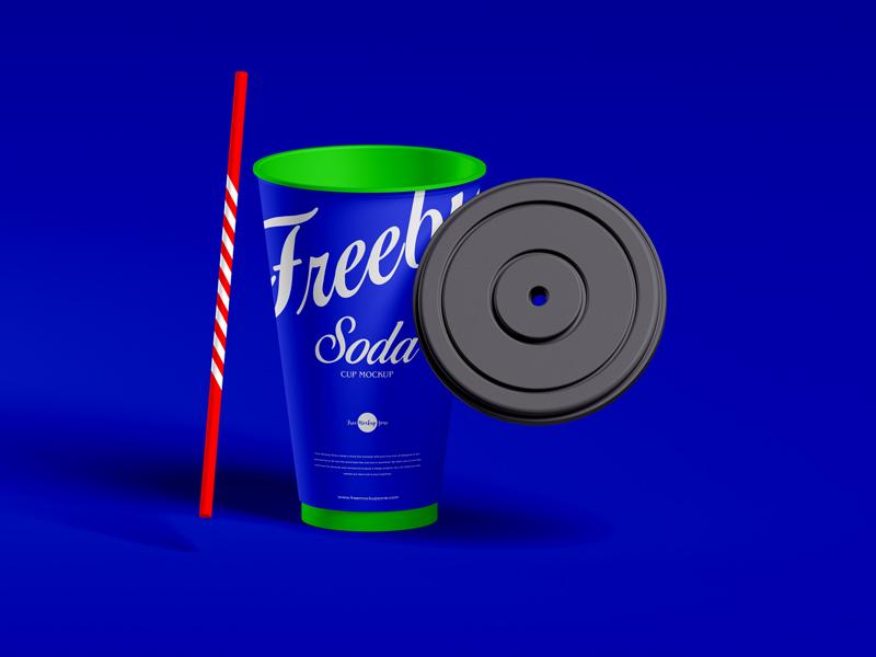 Download Free Straw Lid With Soda Cup Mockup - FreeMockup