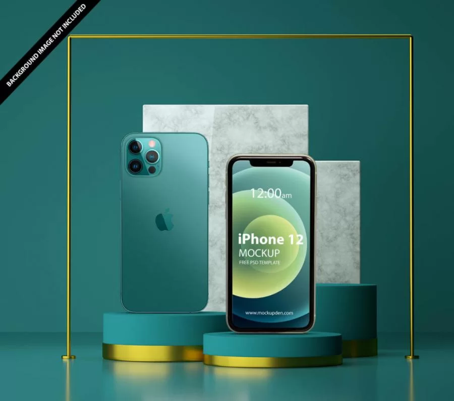 Front & Back View Iphone 12 Free Mockup