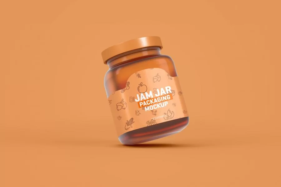 Glass Jam Jar Packaging Free PSD Mockup