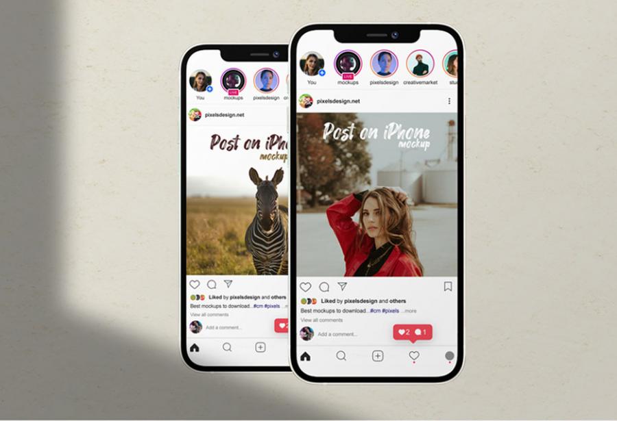Download Instagram Feed On Iphone 12 Free Mockup Psd Freemockup Net