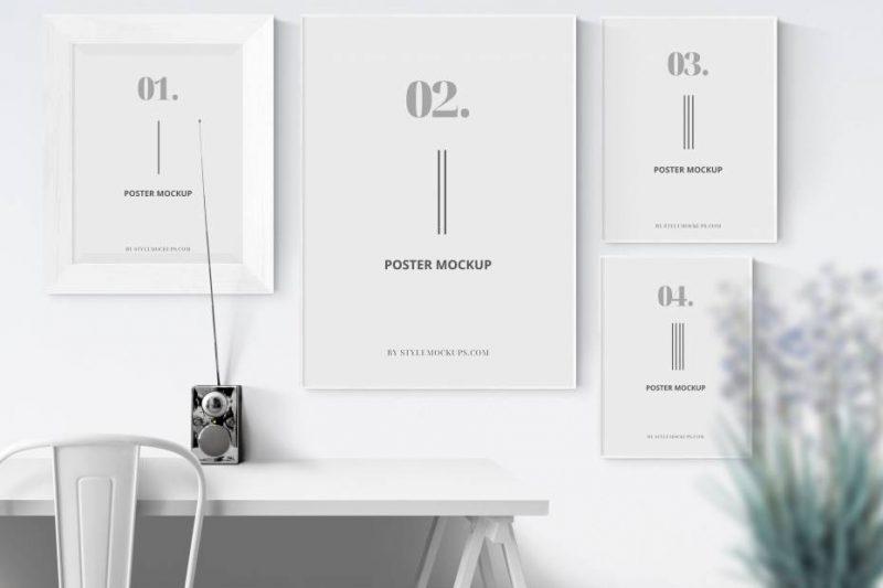 Posters with Shadow Free PSD Mockup