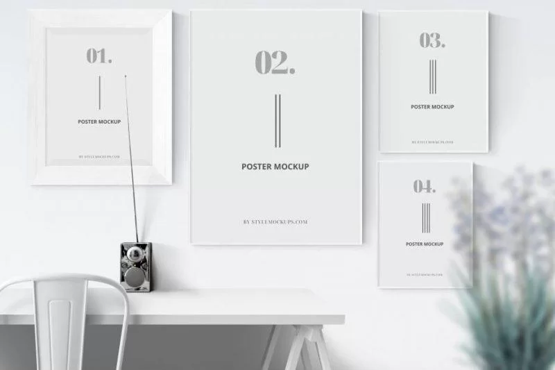 Posters with Shadow Free PSD Mockup