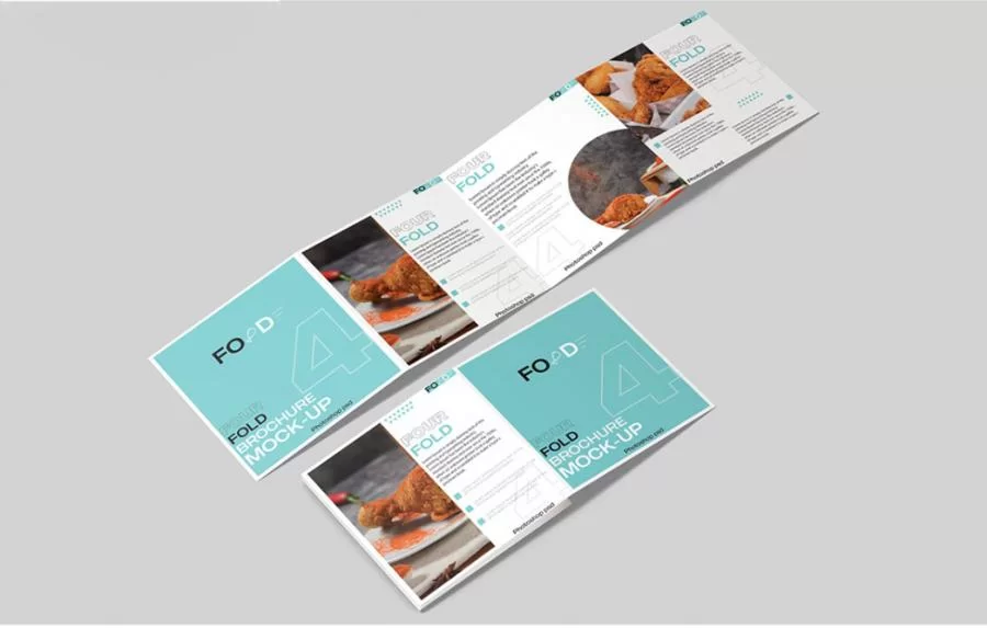 Square 4 - Fold Brochure Free Mockup (PSD)