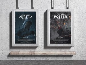 Advertising Display Glued Paper Posters Free Mockup
