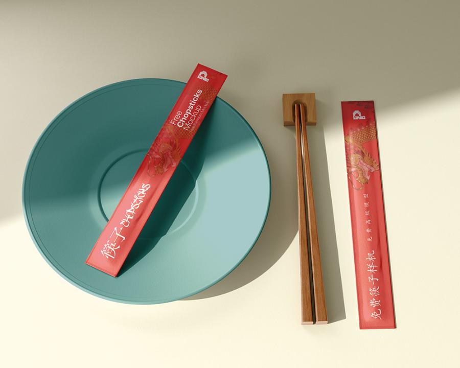 Chopsticks Packaging Free Mockup (PSD)