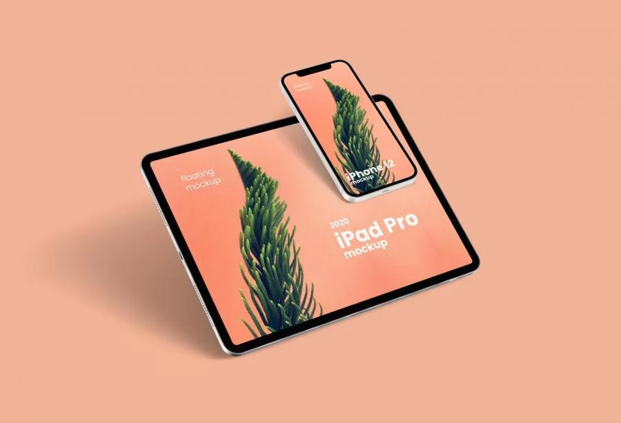 Floating iPhone 12 & iPad Pro Free Mockup