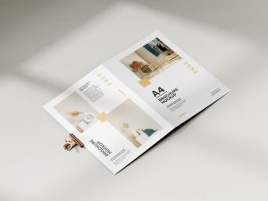 Folded A4 Brochure Free Mockup (PSD)