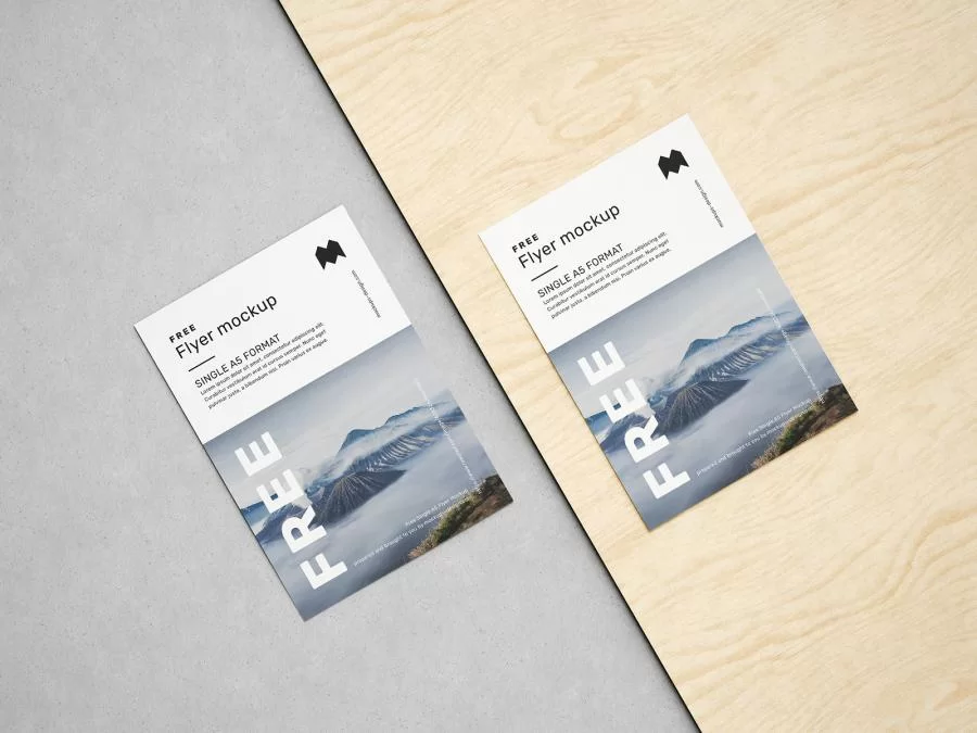 Free A5 Flyer Set Mockup (PSD)