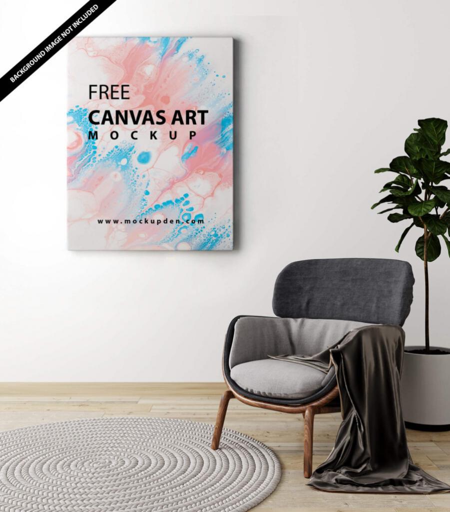 Free Canvas Art Mockup (PSD)