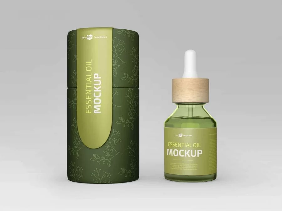 Free Essential Oil Bottle Mockup (PSD)