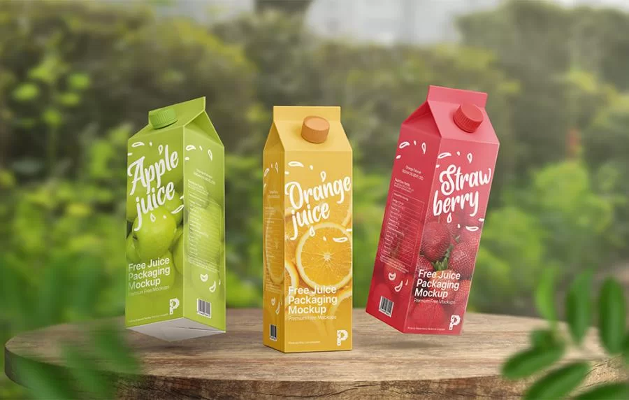 Free Juice Packaging Mockup (PSD)
