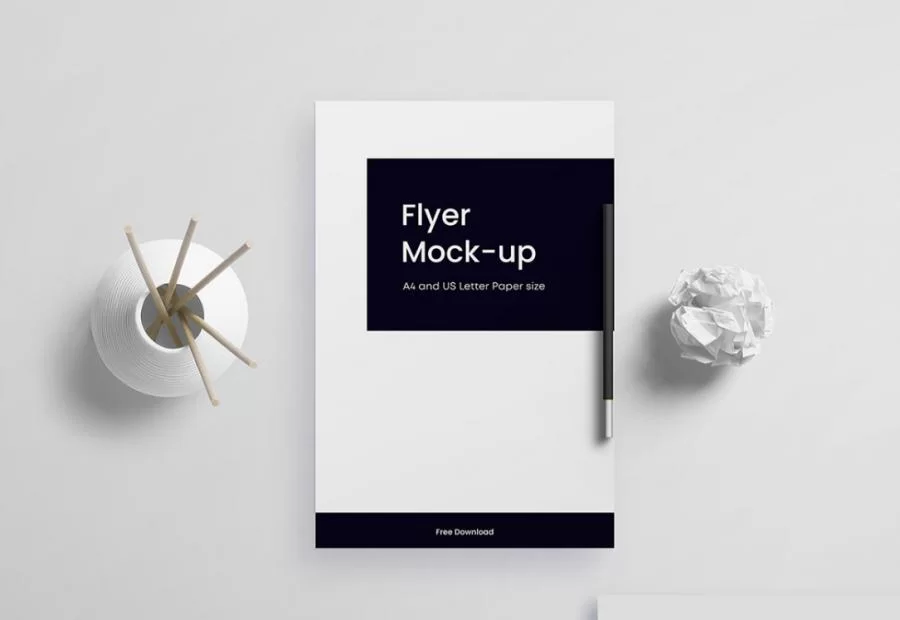 Free Top View Clean Flyer Mockup