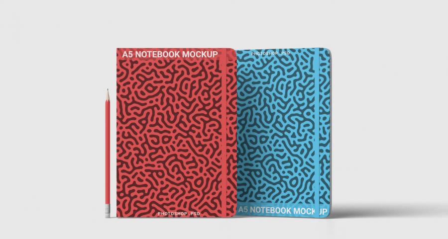 Free Two A5 Notebook Mockup