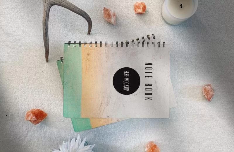 Note Book Scene Kit Free Mockup (PSD)